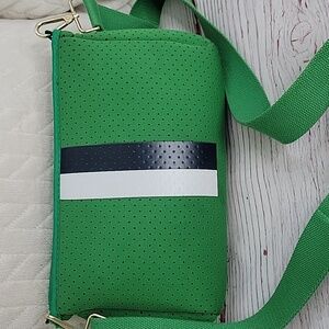 Neoprene Striped Crossbody Perforated Bag